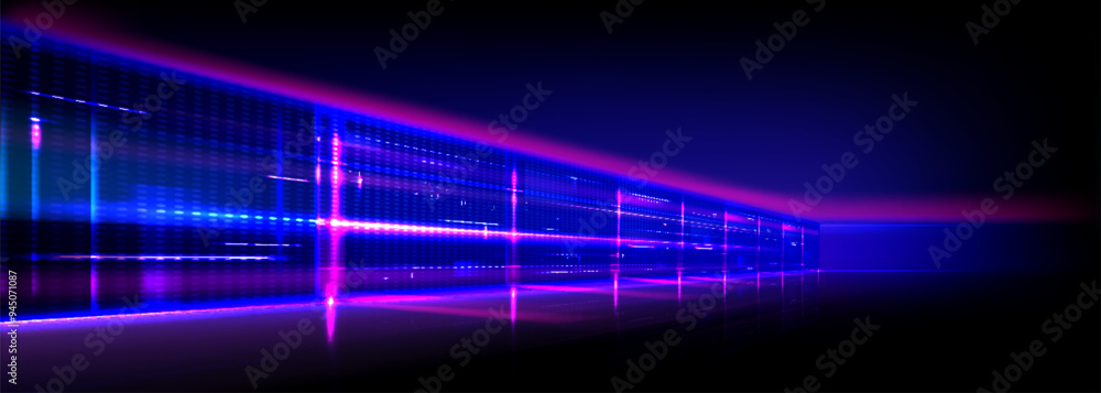Poster data center background. vector realistic illustration of abstract computer network, information stor