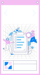 Marketing planning business characters flat vector concept operation hand drawn illustration
