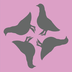 ceramic vector design with dark colored bird motifs on a pink background