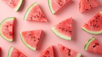 Watermelon Slices on Pink Background