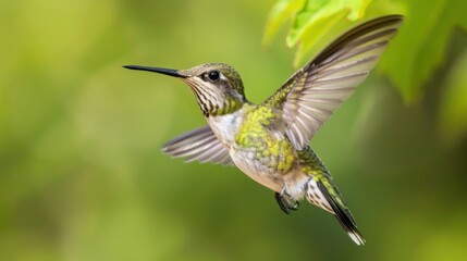 Fototapeta premium Hummingbirds are small birds that are important honey-related animals. It is a very small and colorful bird, whose main food is honey and flower juice.