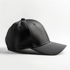 Fototapeta premium Black baseball cap isolated on white background.