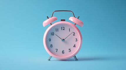 Pink Alarm Clock Front View Showing Time with Classic Design and Digital Display, Ideal for Bedroom Decor and Time Management, Decorative and Functional Alarm Clock