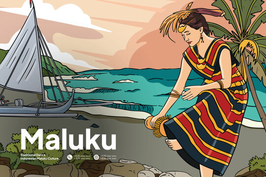 Maluku Illustration idea for tourism poster layout