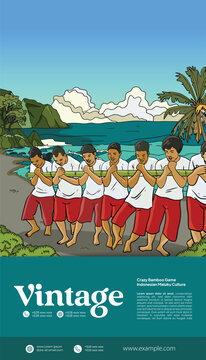 Social Media poster idea with Maluku Regency Indonesian culture Banda Neira