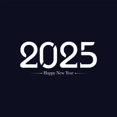 Happy new year 2025 banner black and white background vector, 2025 happy new year.