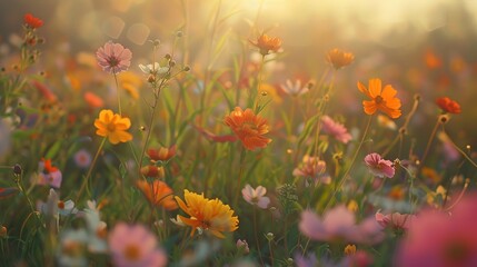 A field of wildflowers in full bloom, symbolizing resilience and the beauty that can emerge from nurturing mental health and self-care.