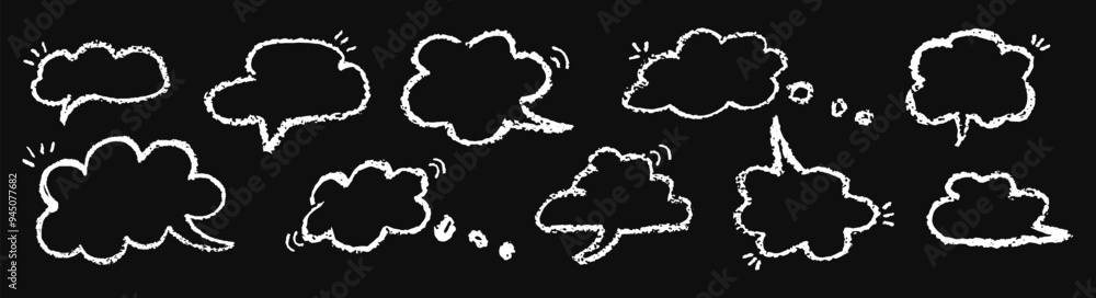 Poster set of speech bubbles in the form of clouds sky. comic frame templates for dialogues. collection of 