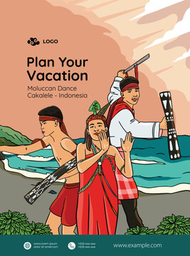 Maluku Illustration idea for tourism poster layout