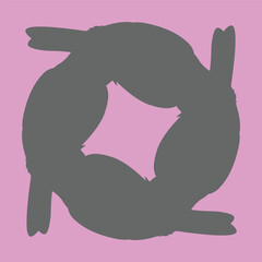 ceramic vector design with dark colored bird motifs on a pink background