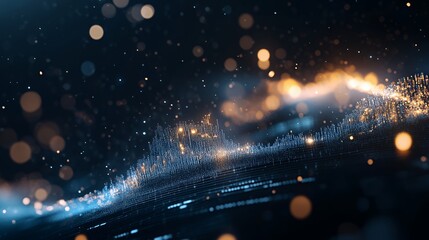Fototapeta premium Abstract visualization of light and particles creating a dynamic, digital landscape.