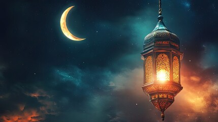 Ramadan Lantern and Crescent Moon