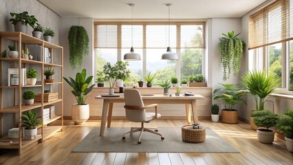 Fototapeta premium A calming environment where employees can cultivate mindfulness and prioritize well-being, fostering a healthier and more productive work-life balance.