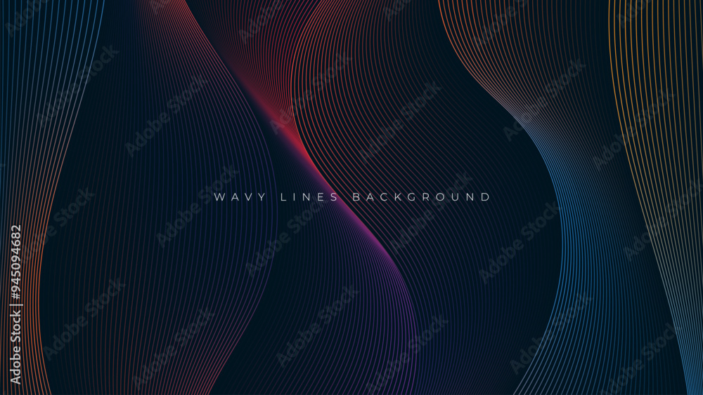 Poster abstract wavy lines background, gradient lines shape decorative design vector