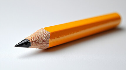 Close-up of a bright orange pencil with a sharpened graphite tip, showcasing its smooth surface and fine details against a neutral background.