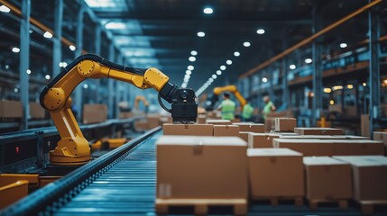 conveyor belt in warehouse