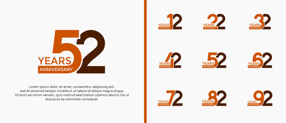 anniversary logo style set with brown color can be use for celebration moment