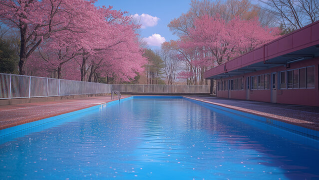 桜 学校 校舎 プール 卒業