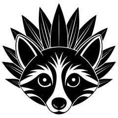 raccoon head silhouette made of magus vector illustration  