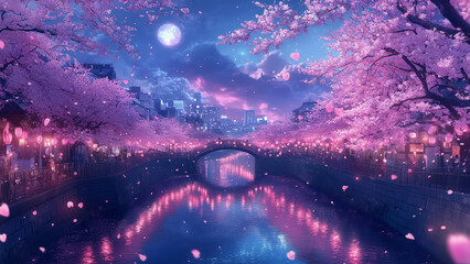 桜並木 夜ライトアップ