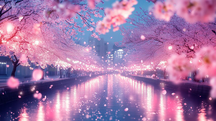 桜並木 夜ライトアップ