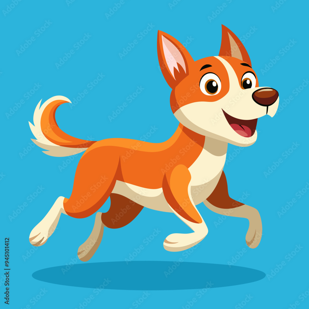 Poster happy running dog vector illustration