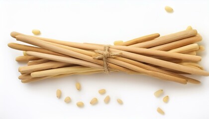 Cedar Wood Sticks: Fragrant and Isolated in a Top-Down View on White"