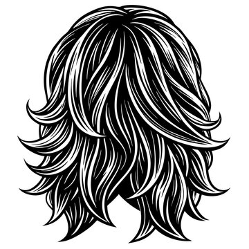 recommend clip art: back view of loose long hair wig silhouette 