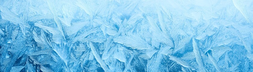Close-up of ice crystals forming a textured blue surface.