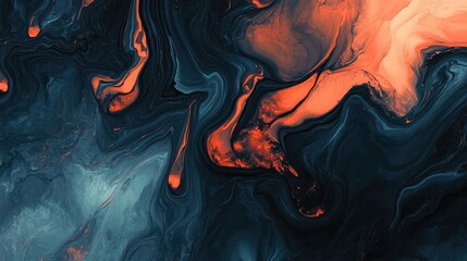 Abstract background with deep midnight hues and soft pastel orange accents, creating a balanced visual contrast.
