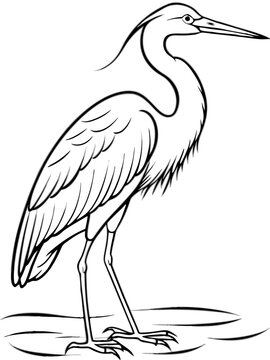 recommend clip art: outline of a heron standing in water vector illustration 