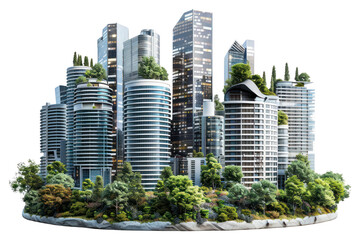 Fototapeta premium PNG Realistic modern cityscape skyscraper building architecture.
