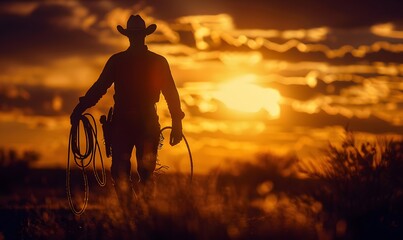 Fototapeta premium rodeo cowboy silhouette. 