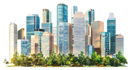 PNG Realistic modern cityscape skyscraper building architecture.