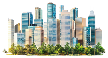 PNG Realistic modern cityscape skyscraper building architecture.