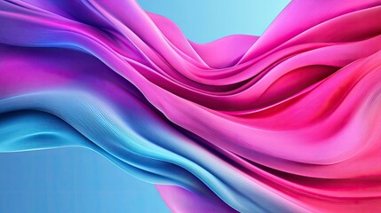 Obraz premium A vibrant abstract design featuring flowing waves of pink and blue fabric, creating a sense of movement and elegance.