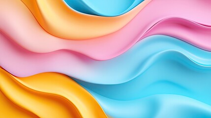 Colorful flowing waves in pastel shades create a serene and dynamic abstract background, ideal for creative projects and design.