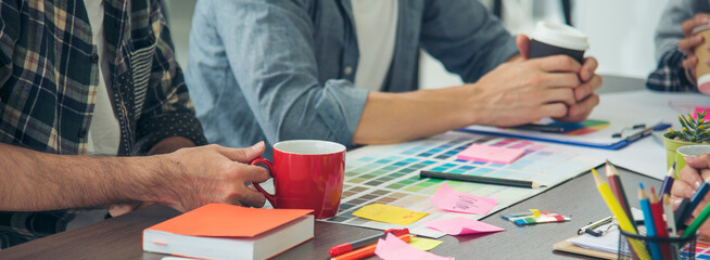Banner Diversity multiethnic team group of business people Present meeting conference room...