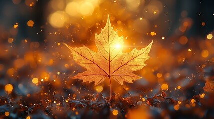 The Enchanting Glow of an Autumn Leaf in Nature