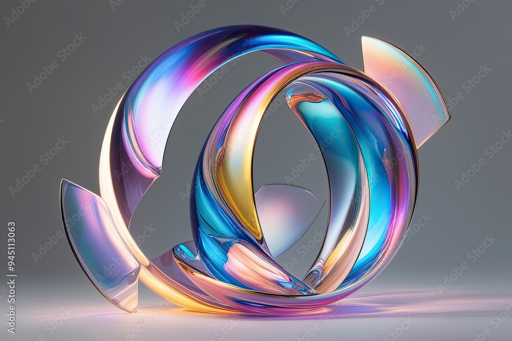 Poster ethereal three-dimensional refraction with lustrous color spectrum and avant-garde arrangement