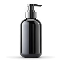  black pump shampoo brown glass bottle mockup isolated on white background 