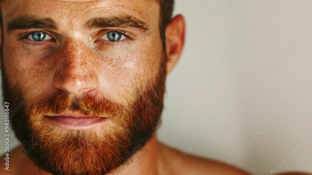 Poster nighttime skincare routine for men featuring a close up portrait with a soft blurred background and 