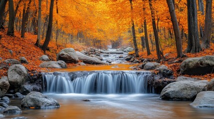 waterfall in autumn