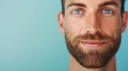 Fototapeta premium Specialized skincare solutions for men with sensitive skin featuring premium grooming products in a deep depth of field portrait Nourishing soothing and rejuvenating formulas for a refined