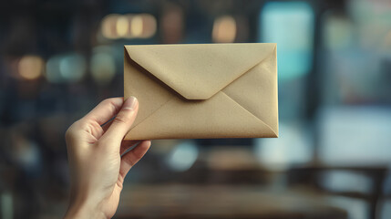 Hand Holding Brown Paper Envelope