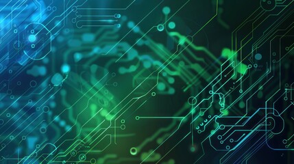 Fototapeta premium Abstract Circuitry - Green and Blue Hues