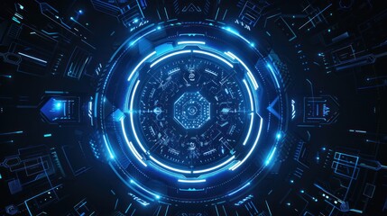 Obraz premium Glowing Blue Futuristic Technology Interface