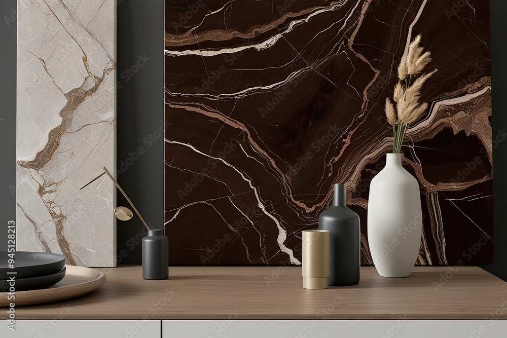 Poster modern espresso marble canvas with textured finish and rich depth