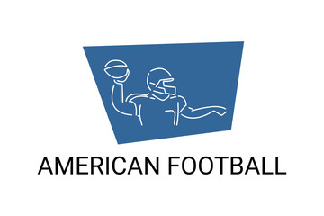 American football sport vector line icon. American football player. sport pictogram, vector illustration.