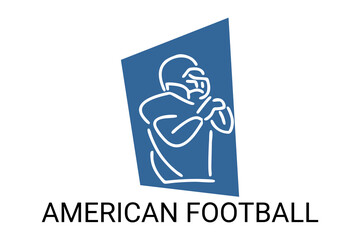American football sport vector line icon. American football player. sport pictogram, vector illustration.